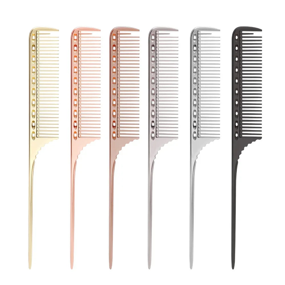 Metal Hair Comb Rat Tail Hairdressing Combs Hair Cutting Dying Hair Parting Comb Curly Hair Brush Barber Tools Salon Accessaries