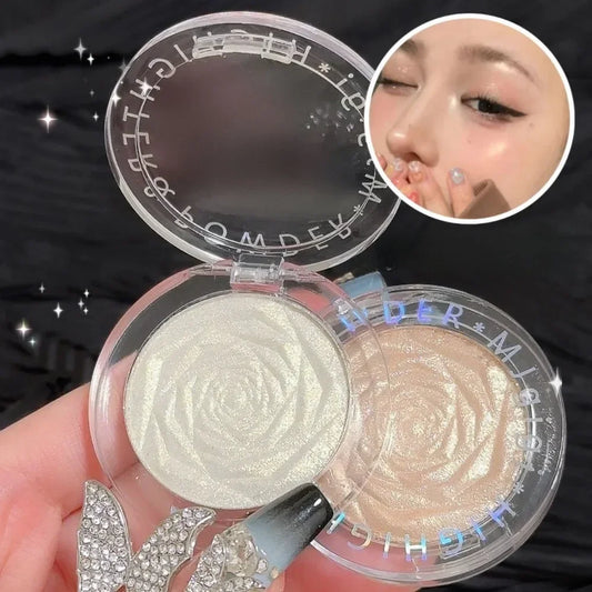 3 Colors Rose Diamond Highlighter Powder Palette Glitter Brighten Highgloss Makeup Ultra-concentrated Glow Face Contour Cosmetic