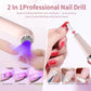 Professional 2-in-1 USB Nail Drill & LED Lamp - Cordless Rechargeable Manicure Tool for Home Salon Use, Portable Nail Machine