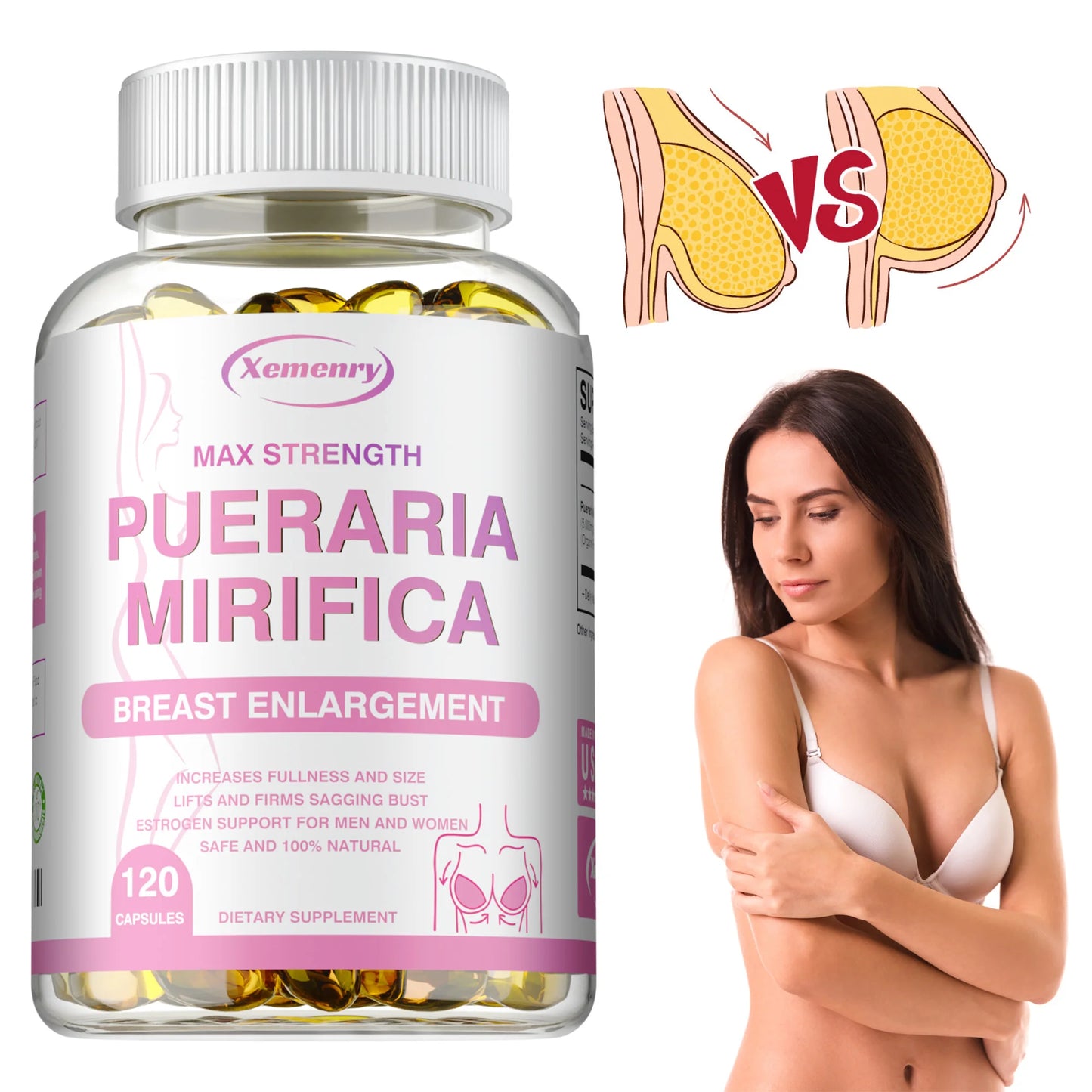 Pueraria Mirifica Capsules 5000mg - Breast Enlargement, Female Estrogen Balance