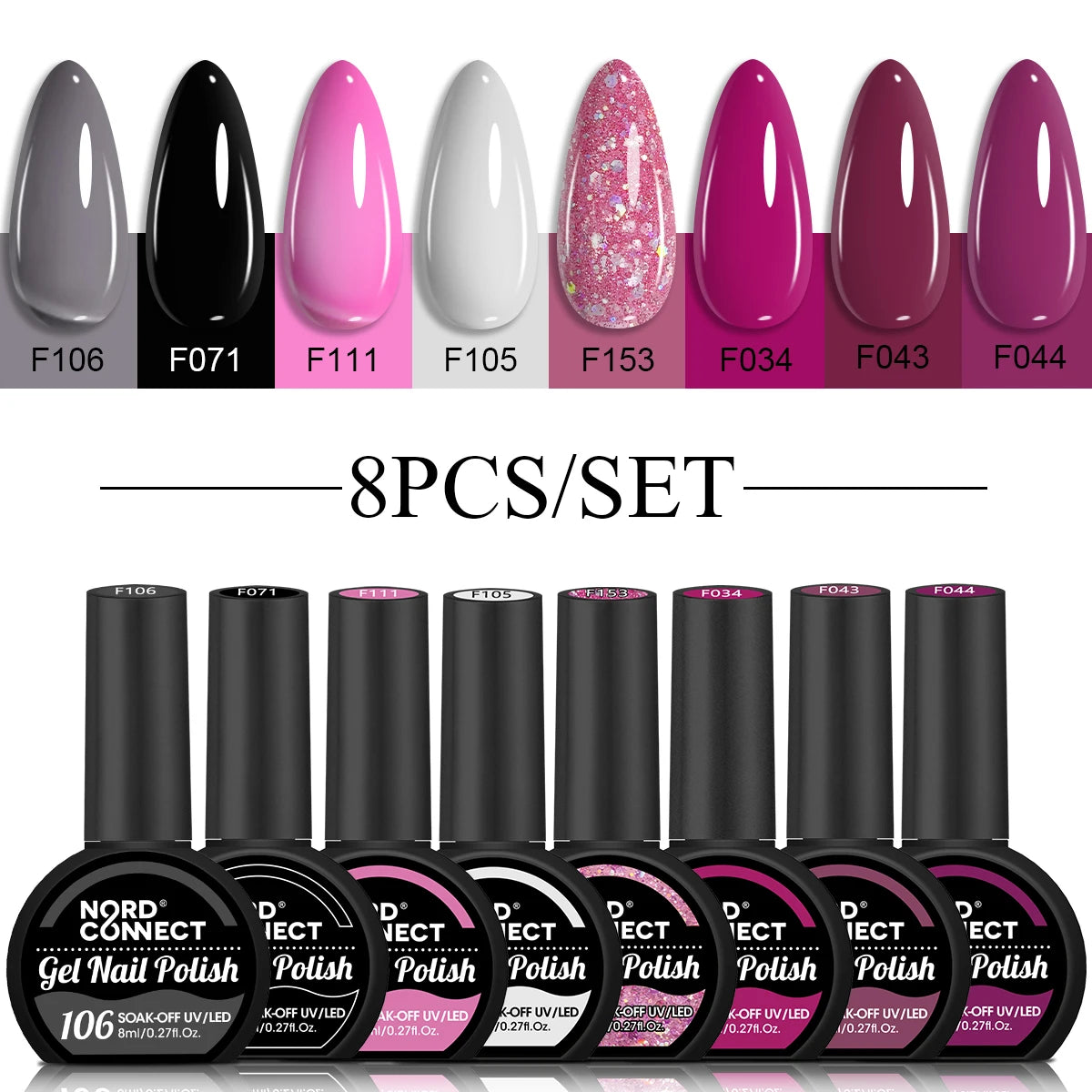 Nail Polish Set 8 Colors 8ml Reflective Magnetic Nail Polish Soak-Off LED Gel Salon Women Manicure Tools Fashion Holographic Man