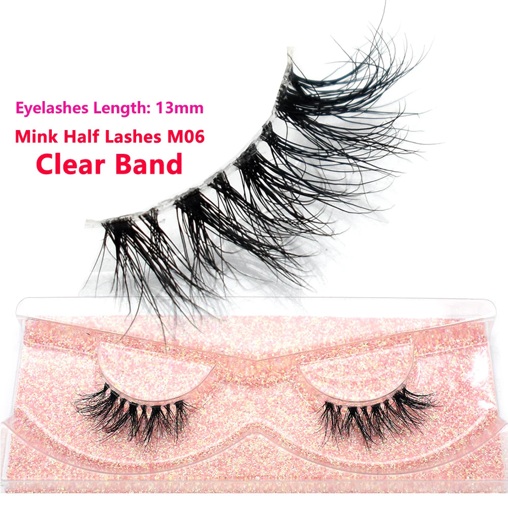 Half Eye Lashes Natural 3D Mink Short False Eyelashes Fluffy Wispy Cross Strip Fake Lashes Soft Half Eyelashes Extension Makeup