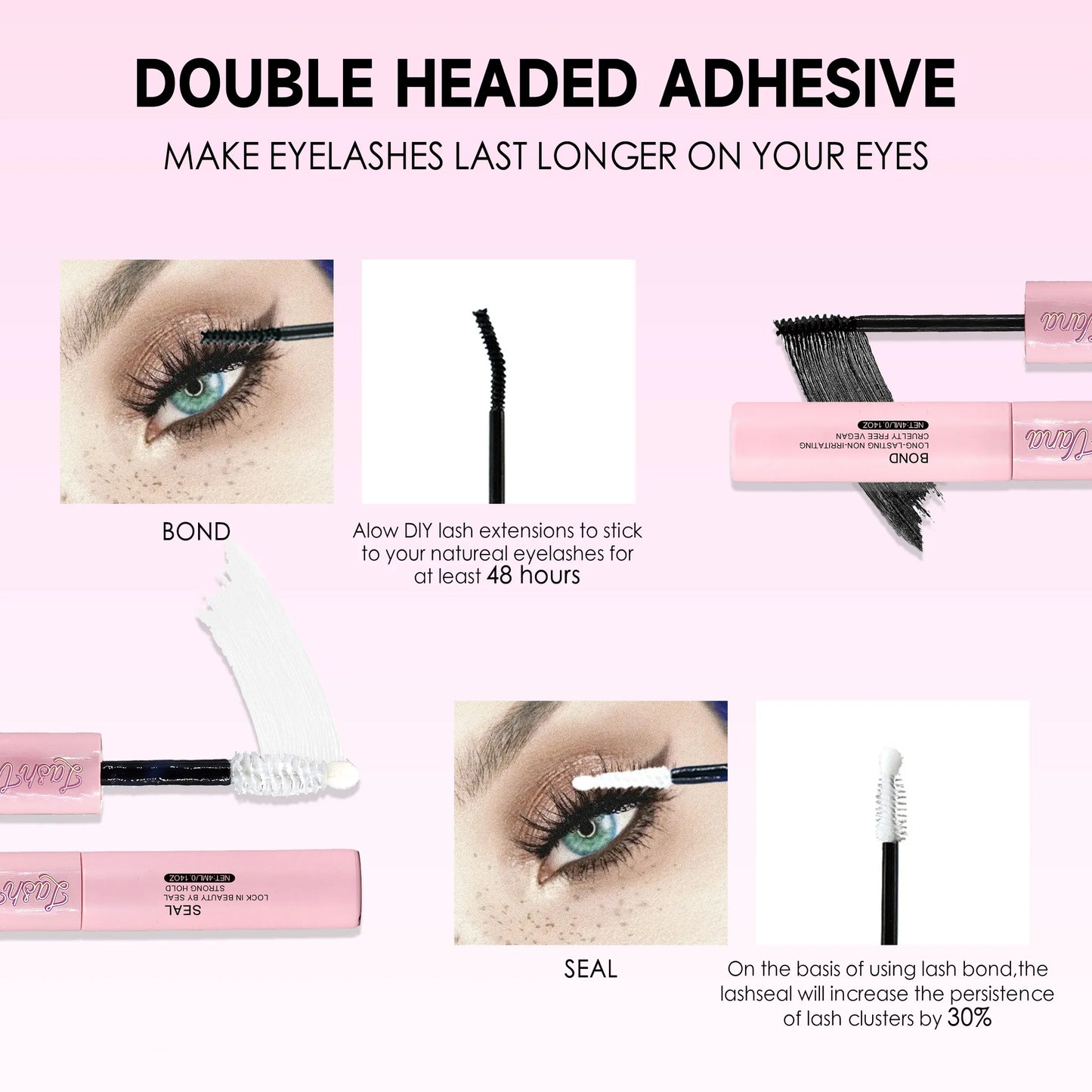 Lash Bond and Seal 8ml Individual Lashes Glue and Seal Super Strong Hold Lash Extension and Lash Glue Remover 5ml Tweezers Kit