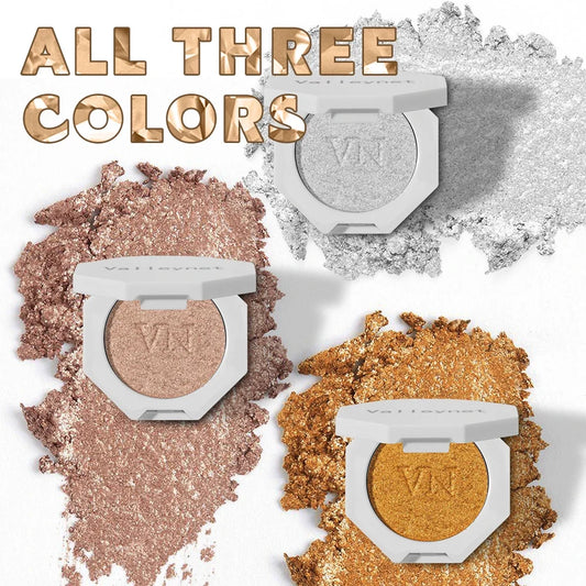 3 Color Highlighter Shimmer Waterproof Long-lasting Champagne Color Highlighter Powder Texture Brightening Facial Contours