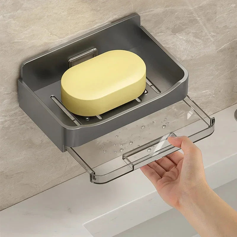 Bathroom Free-Punching Wall Mounted Soap Holder Soap Sponge Holder Organizer Double Drainage Soap Dish Bathroom Accessories