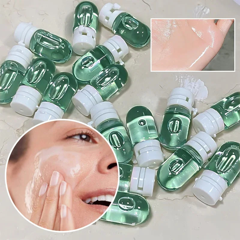 7/10/30 Capsules of Green Cleansing and Makeup Remover Oil, Emulsified, Refreshing, Mild, Non-Irritating, Portable for Travel