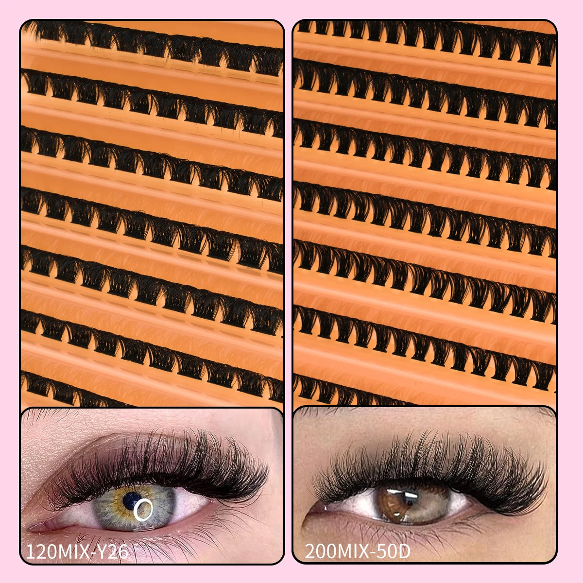 8-16MM Individual Cluster Lashes Set Natural Faux Mink Lashes Reusable DIY Tray Lash Extension Thick Volume False Eyelashes Kit