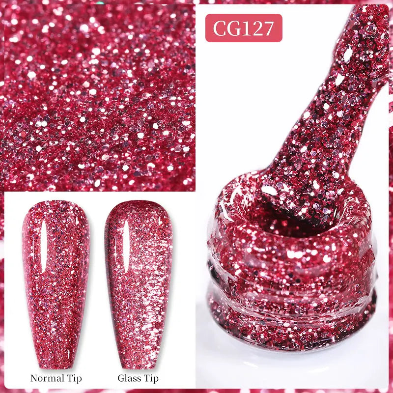 BORN PRETTY 10ml Sparkling Glitter Reflective Gel Nail Polish Sparkly Holo Shiny Pink Silver Black Gel Nail Art Salon Varnish