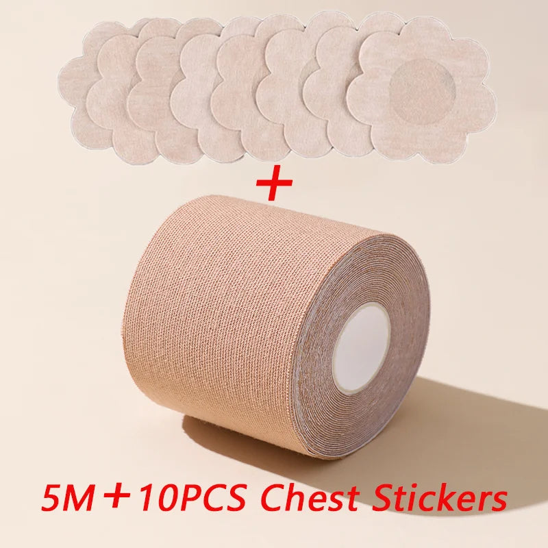 5M Nipple Tape Bras Push Up Bralette Adhesive Nipple Breast Lift Tape Reusable Breathable Boom Tape Chest Patch Bra Accessories