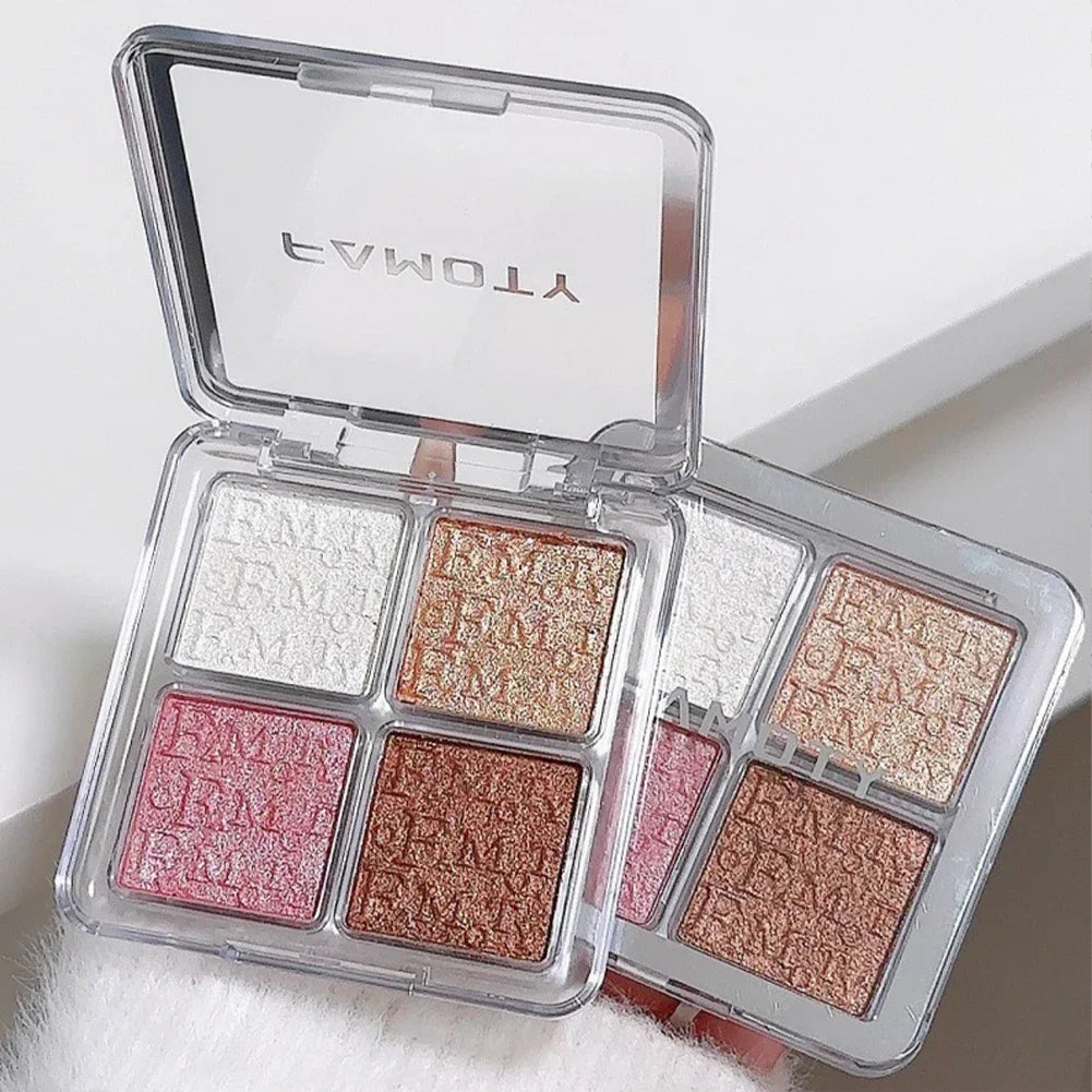 4 Color Face Highlighter Palette Illuminator Palette Natural Glow Waterproof Glitter Shimmer Baked Powder Highlighter Makeup