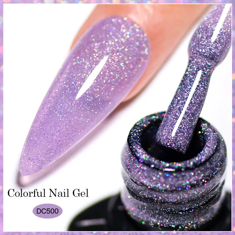 7ml Champagne Gold Sliver Reflective Nail Gel Polish Sparkling Shining Glitter Pink Red Nail Supplies Semi Permanent Gel Varnish