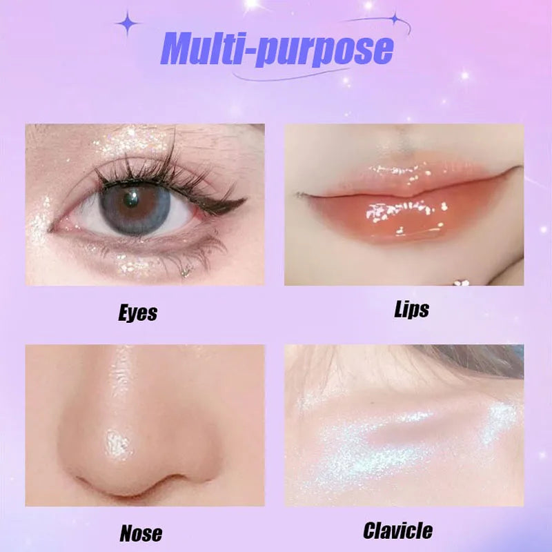 Pearlescent Chameleon Liquid Eyeshadow Diamond Shimmer Fine Sparkling Sequins Eye Shadow Lying Silkworm Highlighter Quick Drying