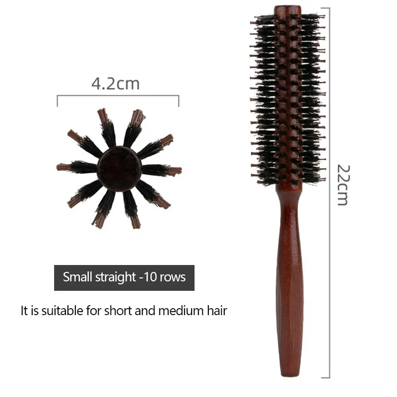 Boar Bristle Round Hair Brush Set Nylon Pin Wooden Handle for Straightening Curling Volumizing Detangling  Salon Styling Tools