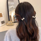 2/4pcs Pearl small fragrance side clip headpiece for women, exquisite black velvet bangs hair clip, retro new high-end clip