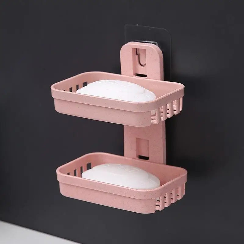 No Punch Wall Mount Soap Box Wheat Straw Suction Cup Non Trace Stick Soap Holder Drainage Bathroom Accessory