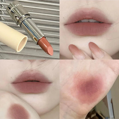 6Ccolors Matte Lipstick Crayon Milky Tea Purple Lip Tint Velvet Sexy Dark Red Lipstick Pen Non-stick Cup Lasting Brighten Makeup