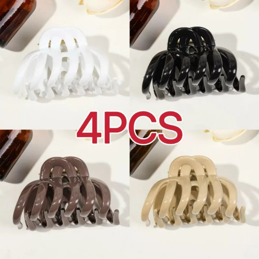 1/4PCS Octopus Silicone Claw Clip,Super-safe Head Protection,Banana Clip,Soft Flexible Jaw Clip for Women Hair Accessory