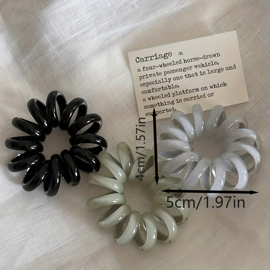 3pcs Elegant Spiral Hair Scrunchies - High Elasticity, Stylish Phone Cord Headbands, Perfect for Spring & Summer