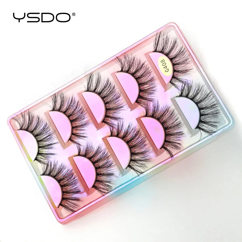 YSDO Eyelashes 3/5 Pairs Natural Long 3D Mink Lashes Fluffy Volume Mink False Eyelashes Cruelty Free Wispy Lashes Makeup Cilios