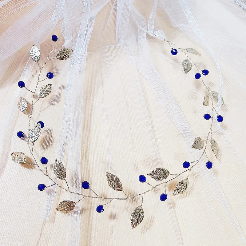 Vintage Blue Rhinestone Hair Comb Wedding Hair Accessories Bridal Hair Clip Headpiece Jewelry Bride Tiara Hair Ornament Gift