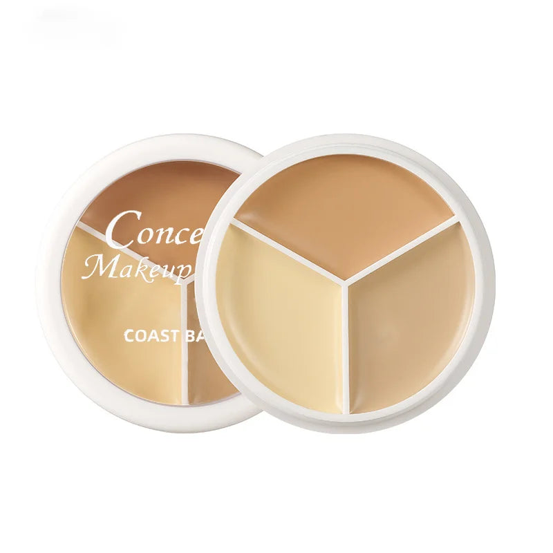 3 Color Concealer Waterproof Long Lasting Foundation Palette Full Coverage Dark Eye Circles Acne Marks Pores Brighten Skin Tone