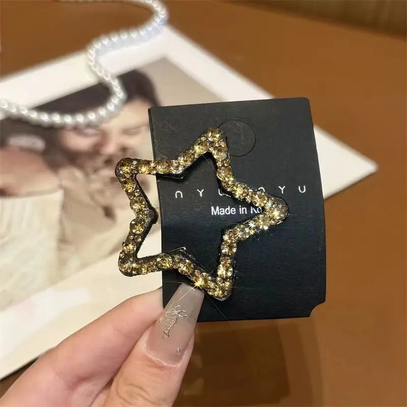 4pcs Full Diamond Five-pointed Star Back Head Hairpin Broken Hair Finishing Headdress Grab Clip Rhinestone Hairp