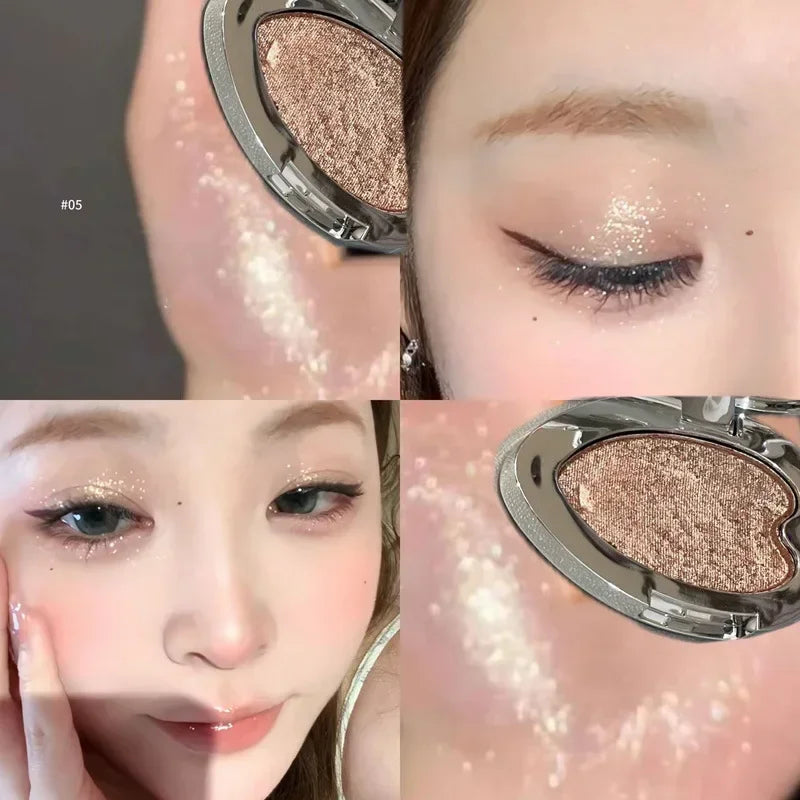 Smoked Green Eyeshadow Metallic Pearlescent Glitter Eye Shadow Chameleon Plate Diamond Brightening Highlight Eye Makeup Cosmetic