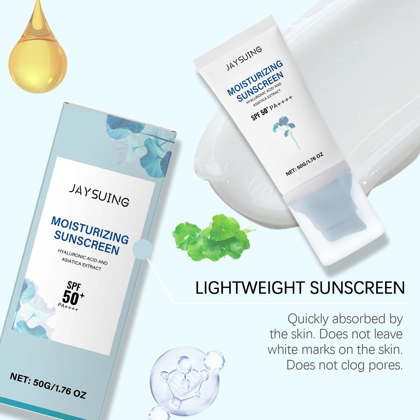 Centella Sunscreen Spf50+ Pa++++ Calming Moisturize Oily Sensitive Skin Soothing Long-Lasting UV Protection Sunblock Face Cream