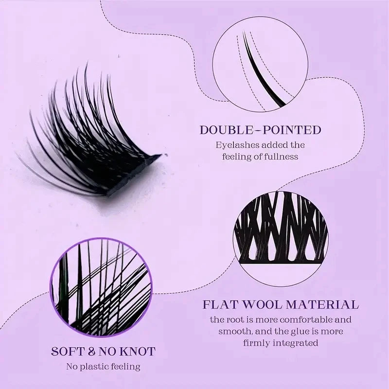Wispy Cluster Lashes - DIY Eyelash Extensions, 9-16mm Mix, Natural Look Fluffy Individual Lashes, Reusable, C-Curl, Various Leng
