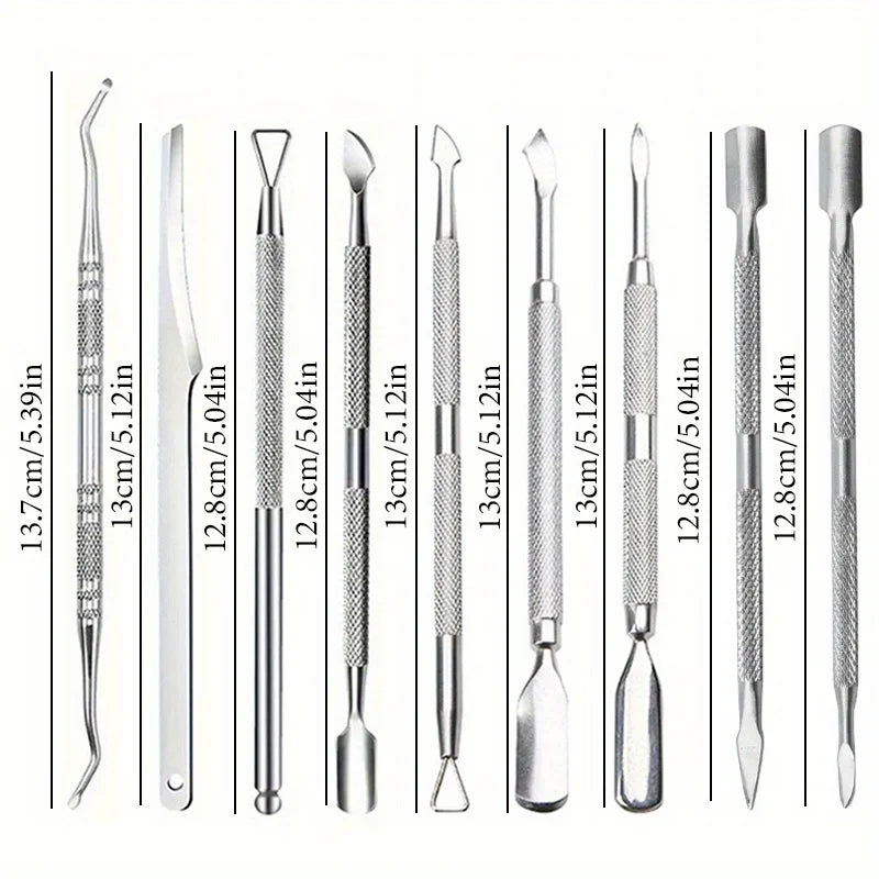 Multicolor Double-ended Stainless Steel Cuticle Pusher Dead Skin Push Remover For Pedicure Manicure Nail Art Cleaner Care Tools