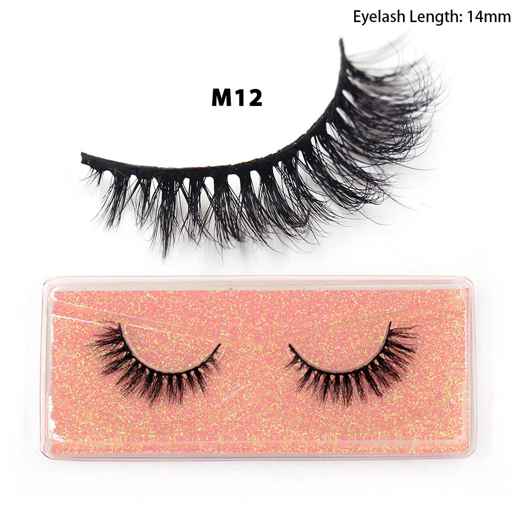 LEHUAMAO Maquiagem Short Natural Soft Mink Lashes Volume Fluffy Wispy Lashes 12mm-15mm False Eyelashes Eyelash Extensio Makeup