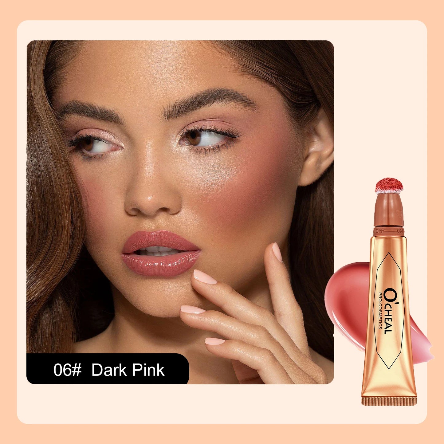 OCHEAL 6-color Face Liquid Blusher Cream Facial Cheek Eye Press Brush Head Highlighter Powder Blusher Contouring Makeup Cosmetic