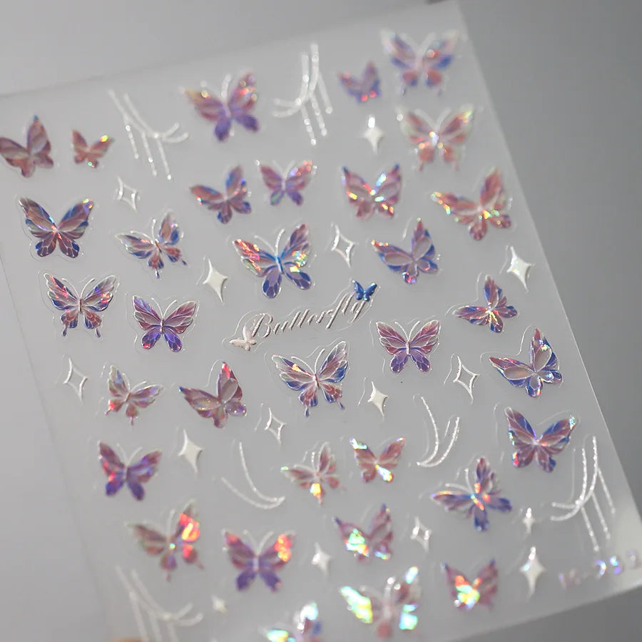 Golden Thread Butterfly Jelly Series Nail Art Stickers High Quality New Bronzing DIY Manicure Decal Decoration