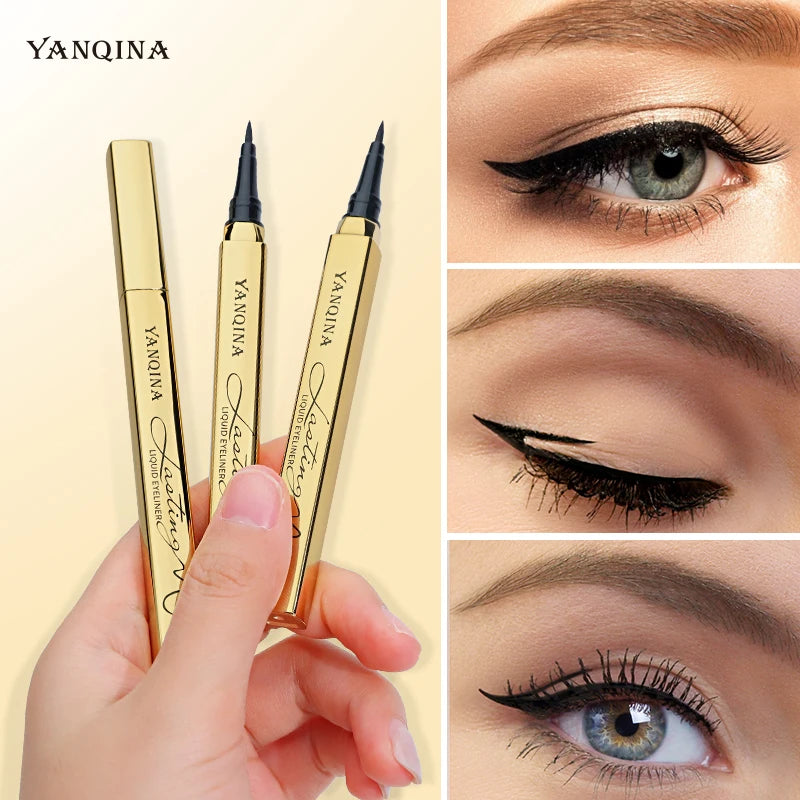 Waterproof Sweatproof Smudge-proof Black Eyeliner Liquid Pen, Quick Dry Long Lasting Eye Makeup Cosmetics for Beginners