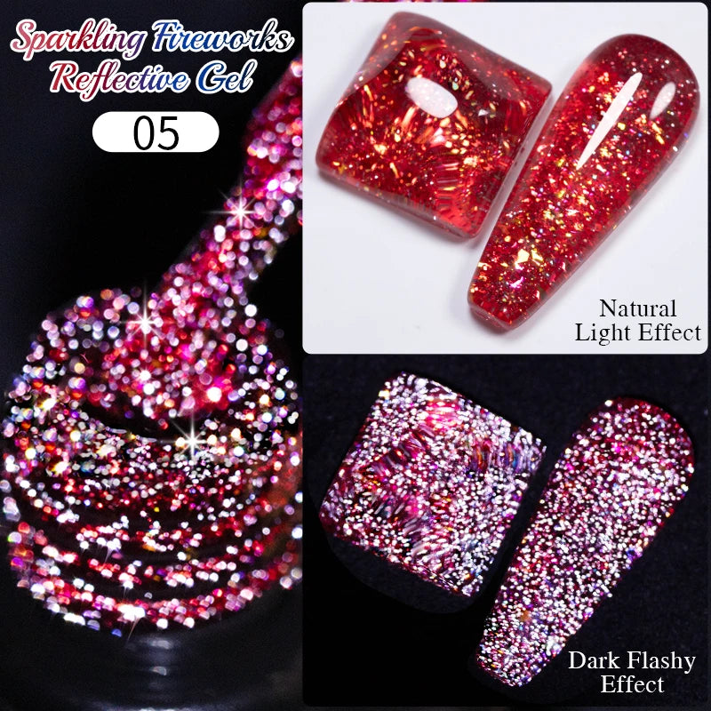 PUENTE 7.5ML Golden Gems Cat Magnetic Gel Nail Polish Pink Brown Blue Colors Golden Glitter Cat Eye Soak Off UV Nail Art Varnish