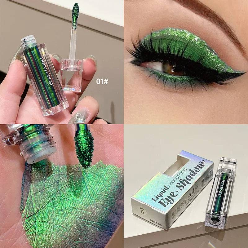 Chameleon Liquid Eyeshadow Eyeliner Sparkling Liquid Eye Shadow Metallic Shining Eye Shadow Liner Makeup Green Purple Silvery