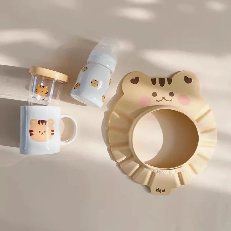 Cute Bear Adjustable Shower Cap Baby Eyes-Protected Ears-Protected Infant Bathing Protection Hat Soft Baby Hair Washing Hat