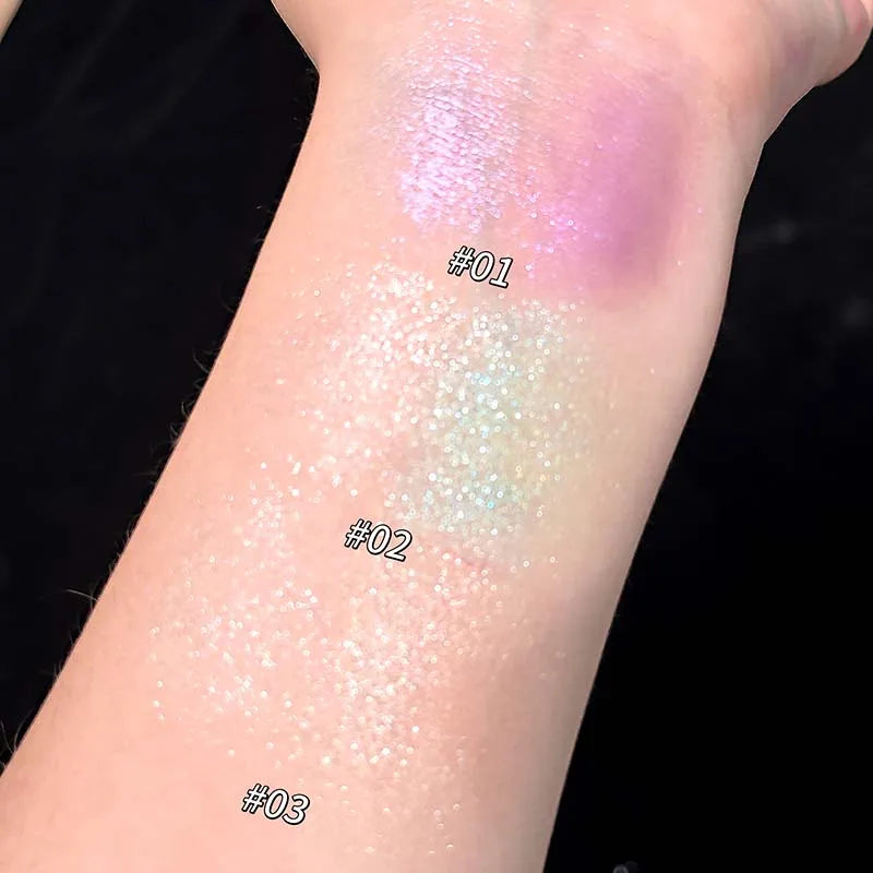 3 Colors Two-tone Glittering highlighter Pressed Powder Pearlescent Smooth Delicate High-Gloss, Soft Mashed Potatoesand Texture