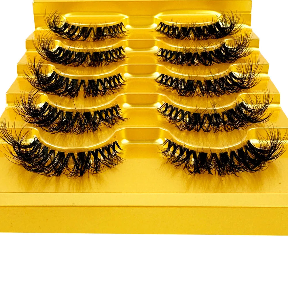 5pairs Mink Eyelashes Invisible Band Lash Extension Natural False Eyelashes Cross Cluster Fairy 3D Faux Big Eye Long Fake Lashes