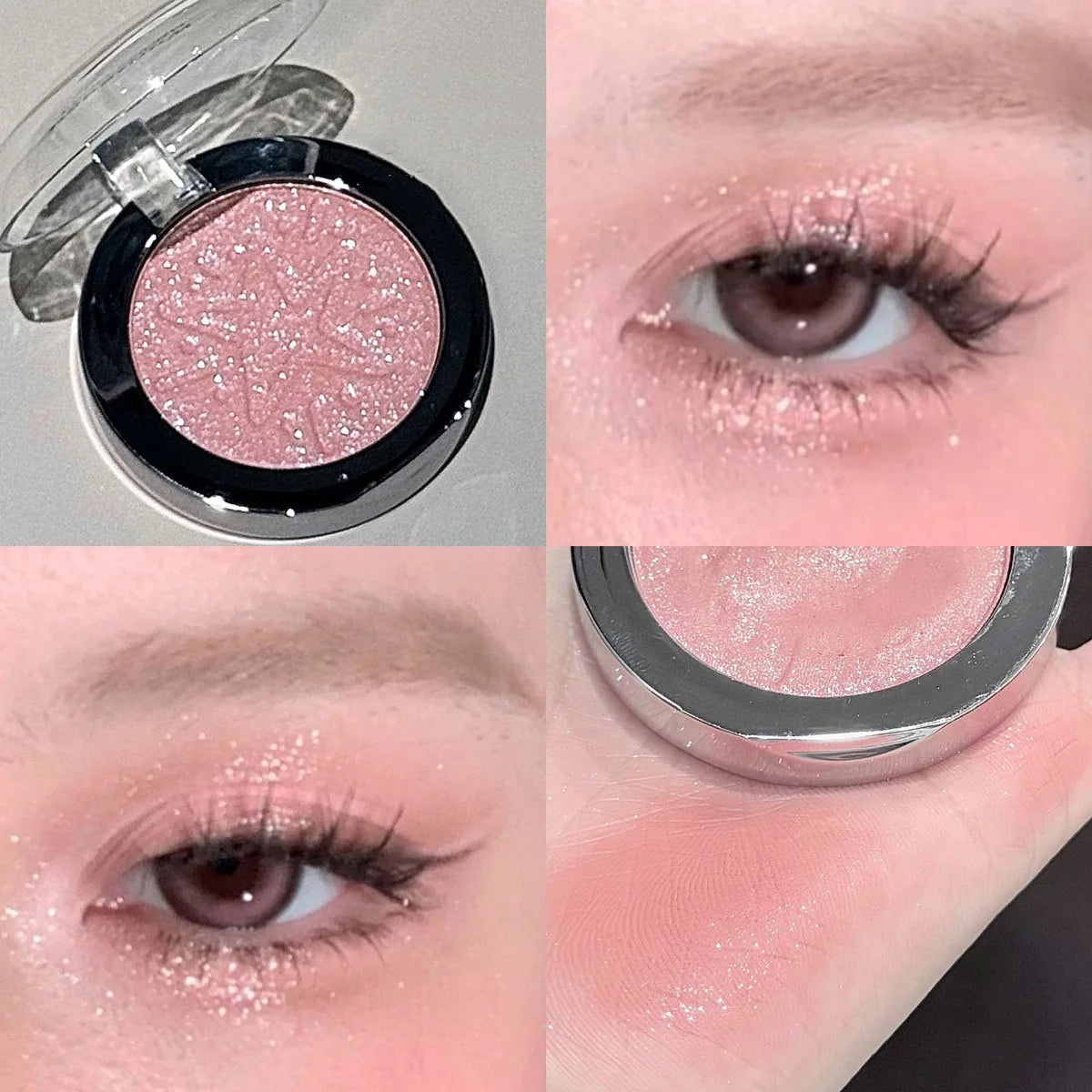 Pink Glitter Eyeshadow Powder Highlighter Monochrome Diamond Shimmer Silkworm Brighten Highgloss Sequins Multi-purpose Makeup