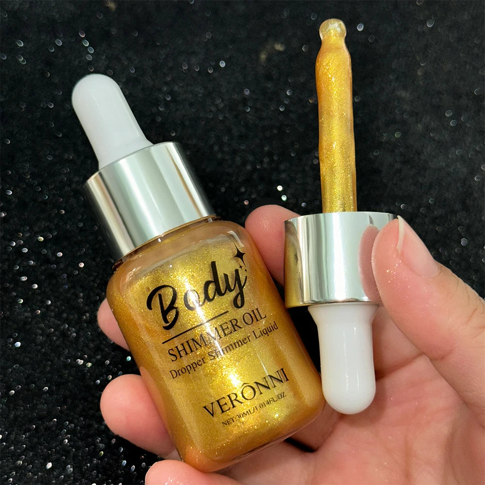 Body Shimmer Oil Set Liquid Highlighter Long Lasting Sequin Illuminating Moisturizing Highlight Facial Contour Brightening Mak