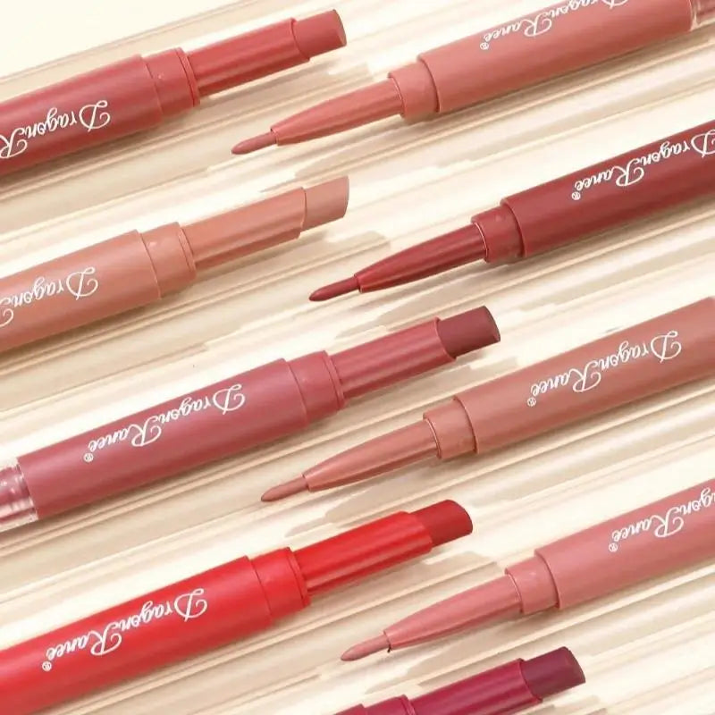 Double Head Matte Lip Liner Pencil 2 in 1 Long Lasting Waterproof Nude Red Lipstick Brighten Outline Makeup Stick