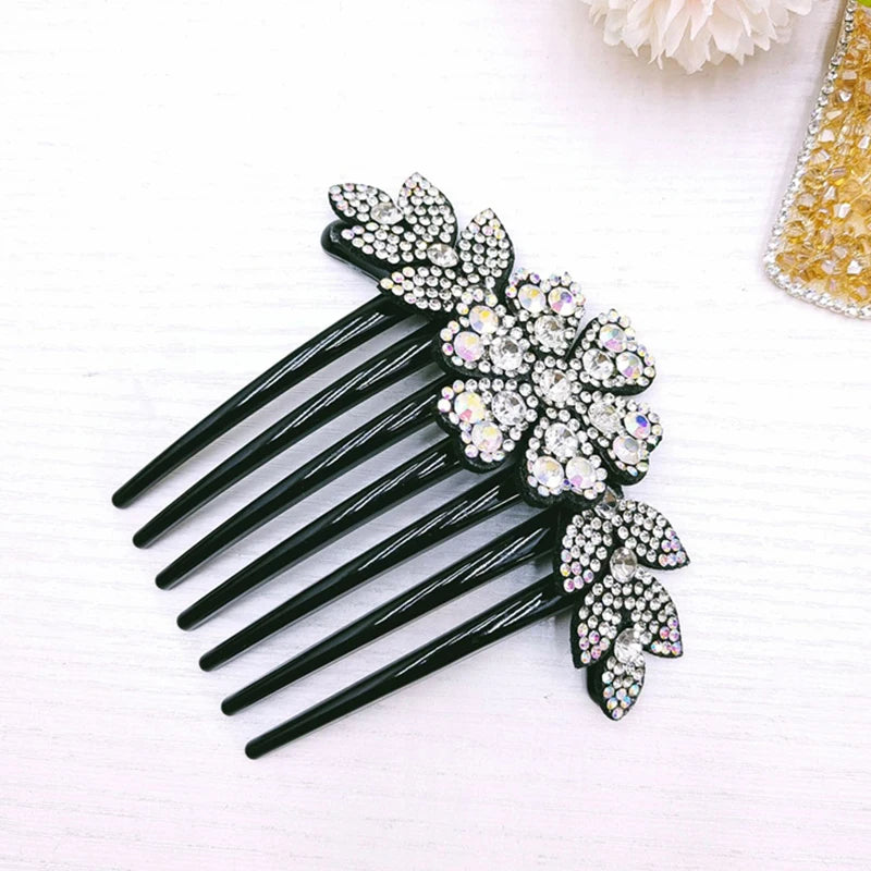 Crystal Rhinestones Flower Hair Combs Clip Vintage Hairpins Bridal Wedding Headdress Women Hair Accessories Disk Headwear Bnads