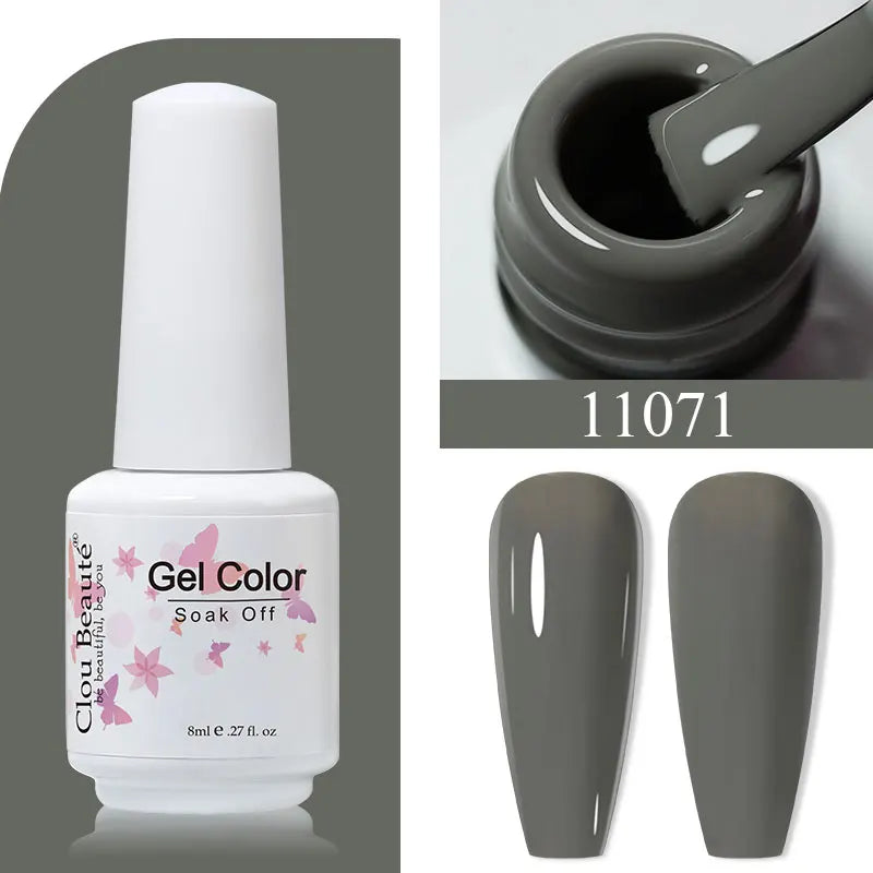 Clou Beaute 8ml Gel Polish Colorful Glitter UV Nail Gel Vernis Semi Permanent Glass Bottle Blue Green White Soak Off Gel Nail