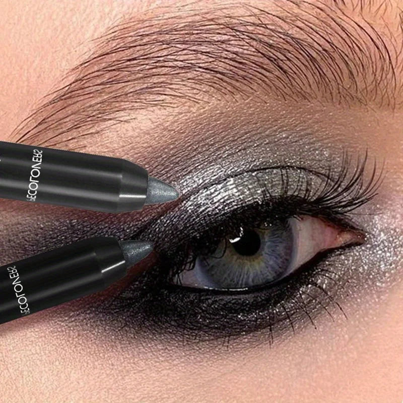Pearlescent Eyeshadow Pencil Stick Highlight Stick, Black & Grey Shimmer Eye Shadow Pen with Eyeliner, 1pc