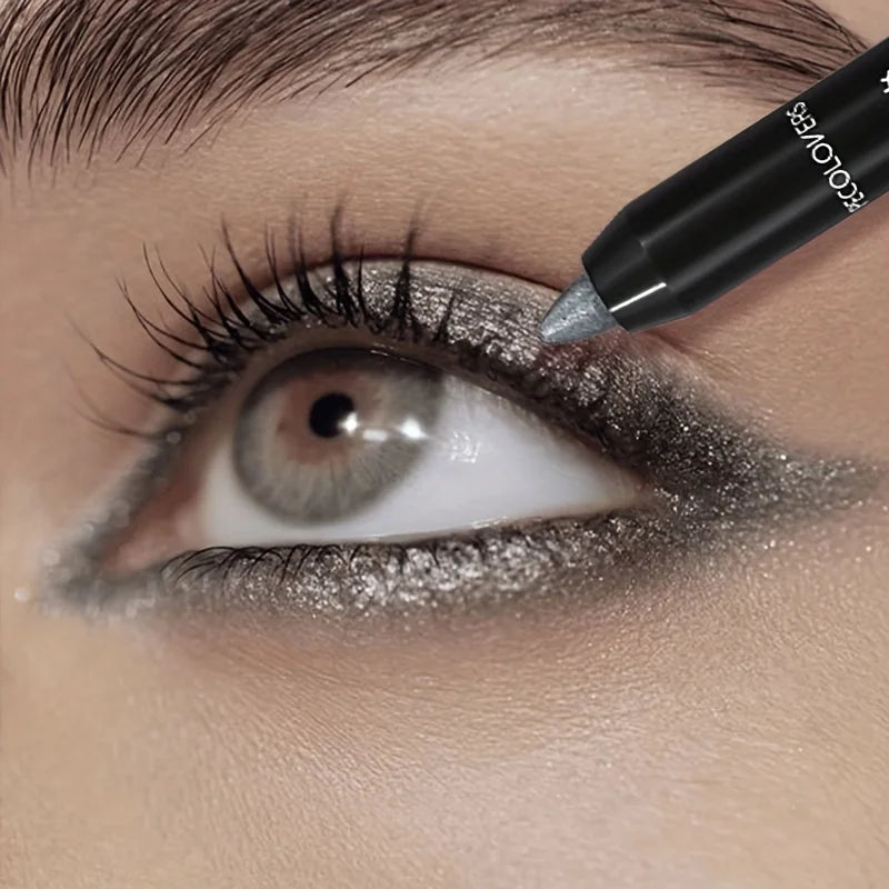 Pearlescent Eyeshadow Pencil Stick Highlight Stick, Black & Grey Shimmer Eye Shadow Pen with Eyeliner, 1pc