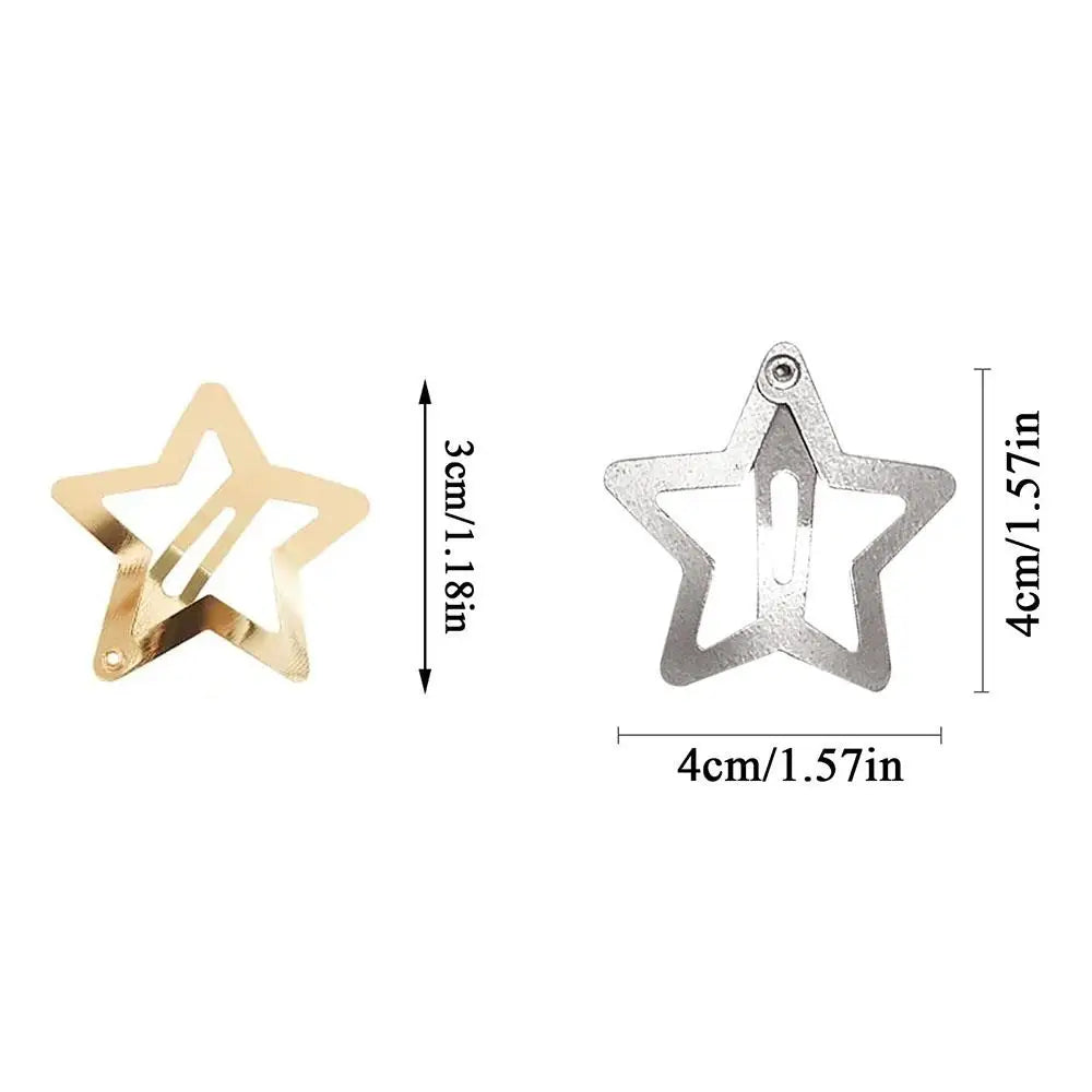 10 Pieces Pentagram BB Hairpins Metal Barrettes Five-pointed Star Bangs Side Clips Gold Star Hair Clips Hair Accessories