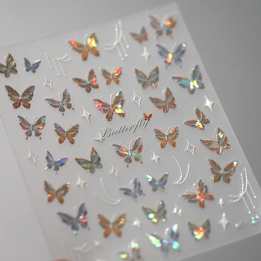 Golden Thread Butterfly Jelly Series Nail Art Stickers High Quality New Bronzing DIY Manicure Decal Decoration