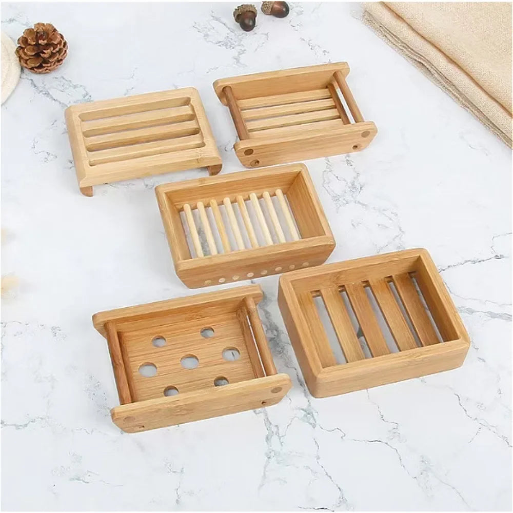 1PC Soap Box Bamboo and Wood Hotel Bathroom Soap Holder Home Simple Drain Soap Box
