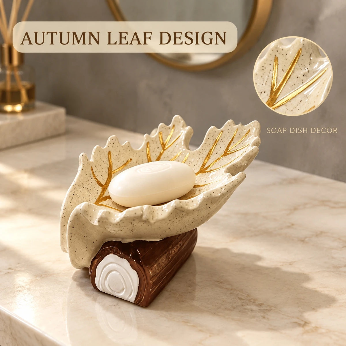 Thanksgiving Soap Dish Maple Leaf Holder Harvest Festival Decor White Resin Soap Tray for Bathroom Vanity Ornament Home